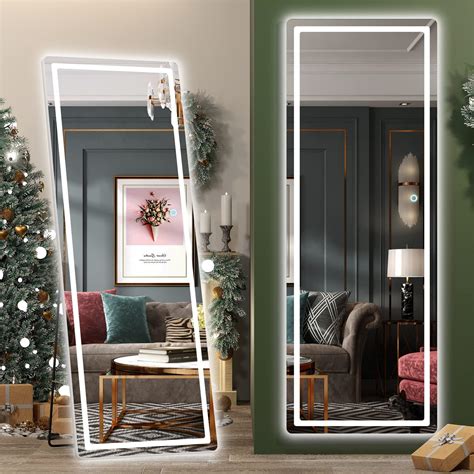 Amazon.com: NEWBULIG 64"x21" Full Length Mirror with LED Light,Floor ...