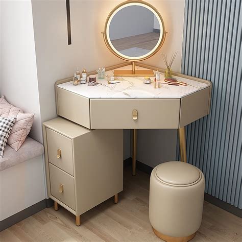 Amazon.com - Dntum Corner Dressing Table Set with Lighted Mirror ...