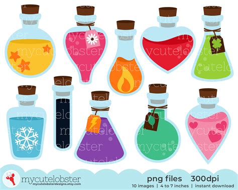 Potions Clipart Set of Potion Bottles Love Potion Luck - Etsy Canada