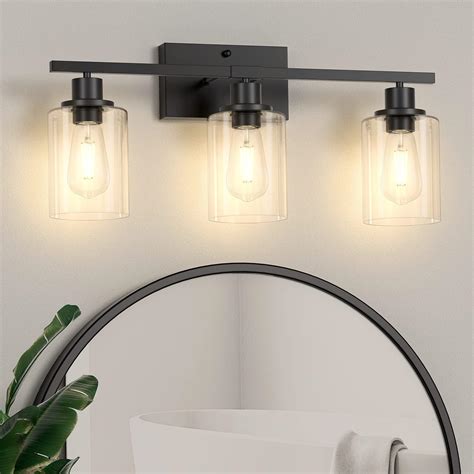 Asnxcju Modern 3-Light Vanity Wall Light Fixtures, Black Bathroom ...