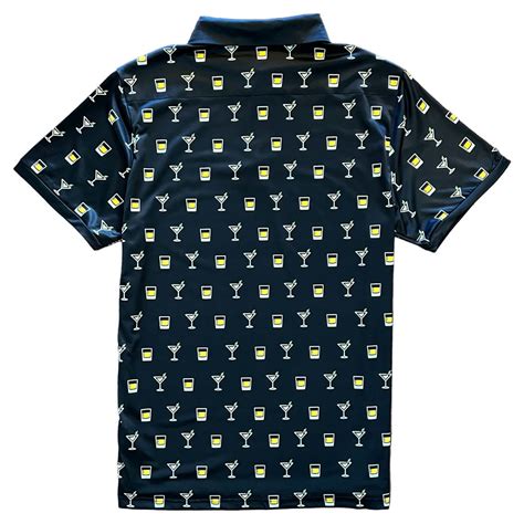 Black Martini And Whiskey Print Mens Golf Short Sleeve Polo Shirt ...