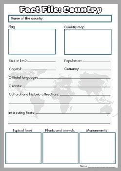Country Fact File Worksheet 的图像结果