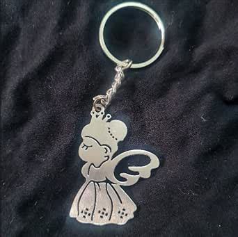 TurnMeltMold Girl Angel SIlver Metal Keychain : Amazon.in: Bags ...