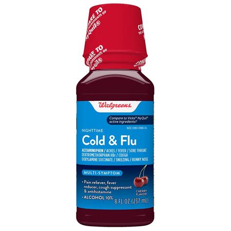 Walgreens Nighttime Cold & Flu Relief Liquid Cherry | Walgreens