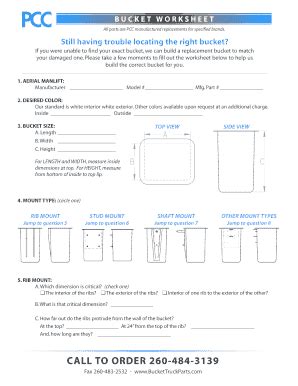 Fillable Online Pcc-bucket-worksheet.. - Bucket Truck Replacement Parts ...