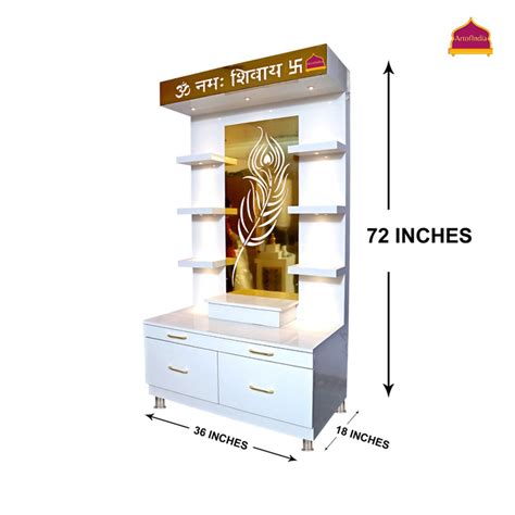 ARTOFINDIA/Elegant White Wooden Mandir With Beautiful MOR PANKH Design ...