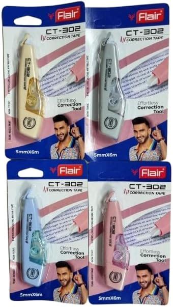 Flair CT-302 Correction Tape| Size-5mm x 6meter| Tear-Resistant, Non ...