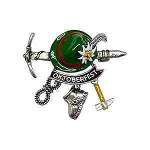 Bavarian German Alps Climber Deluxe 2" Metal Hat Pin with Charms ...
