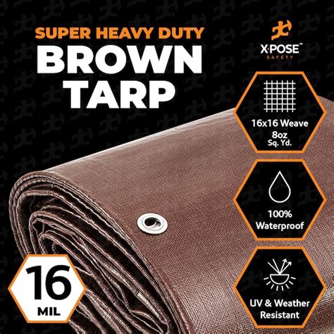 XPOSE SAFETY 30-ft x 12-ft Brown Waterproof Commercial Polyethylene 16 ...