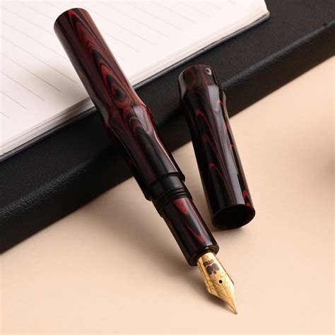 Lotus Vamza Ebonite Fountain Pen - Black Orange Ripple – Makoba