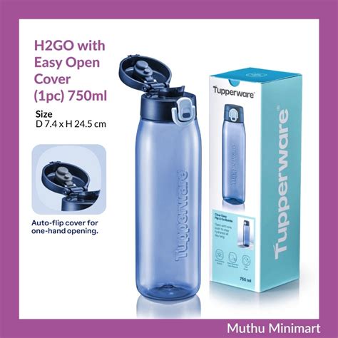 Original Tupperware | H2GO with Easy Open Cover Water Bottle Drink Bottles 750ml | Botol Air ...