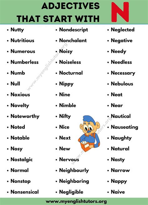 Letter N Describing Words