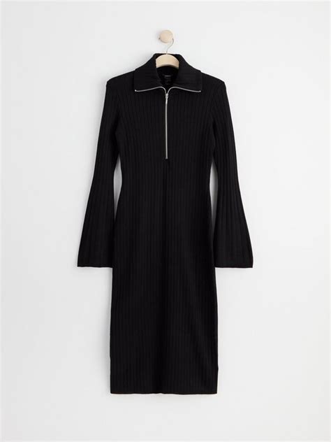 Ribbed half zip dress | Lindex