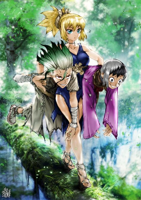 kohaku, ishigami senkuu, and asagiri gen (dr. stone) drawn by the ...