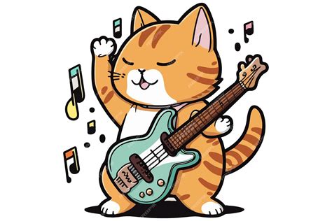 Premium Vector | Cat playing guitar vector illustration