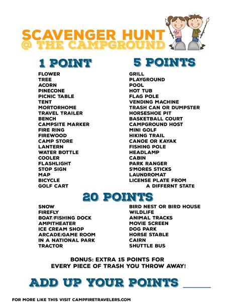Printable Camping Scavenger Hunt/adult Outdoor Scavenger Hunt Ideas