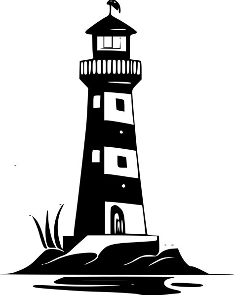 Lighthouse, Black and White Vector illustration 23851804 Vector Art at ...