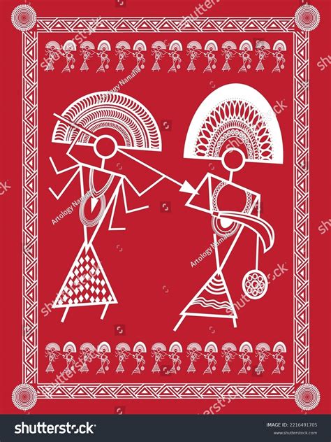 Chhau Drawing Warli Painting Indian Dance Stock Vector (Royalty Free ...