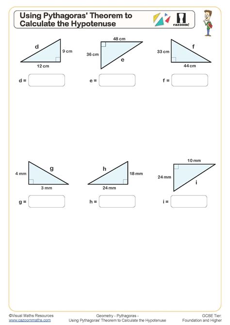 The Pythagorean Theorem Worksheets