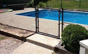 Image result for Black Chain Link Pool Fence