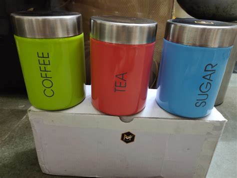 MIRVI Sober Stainless Steel Tea Coffee Sugar Container – Set of 3 ...