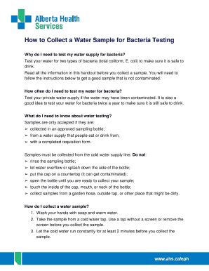 Fillable Online How to Collect a Water Sample for Bacteria Testing ...