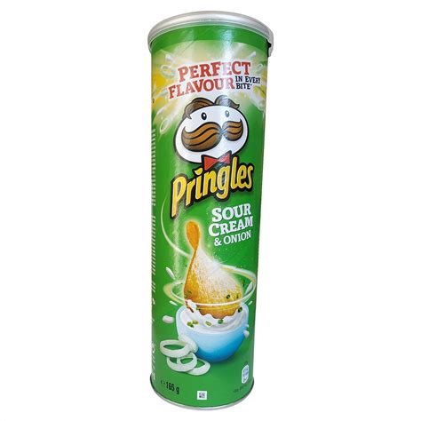 Pringles Sour Cream & Onion Potato Crisps, 165 Gram, Green & Blue ...