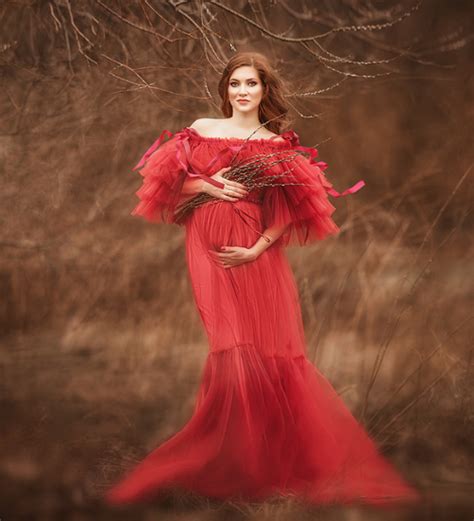 Blood -Red Ruffled Baby Shower Gown – ShObO