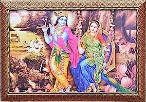 Framed Radha Kishan Painting Synthetic Art Wooden Frame(18 X 12 ...