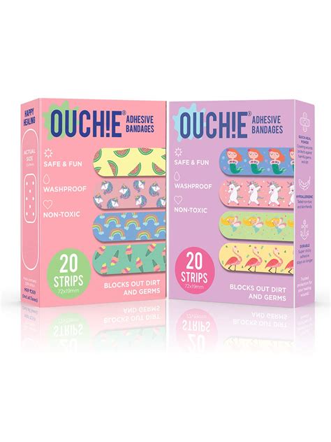 Aya Papaya Ouchie Non-Toxic Printed Bandages Double Combo (40 Pack ...