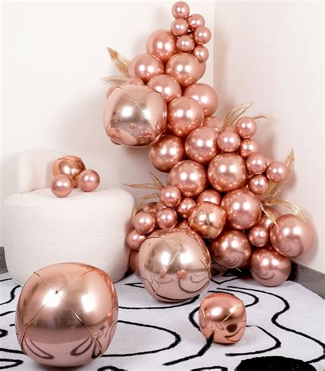 Buy SUWEN Metallic Chrome Rose Gold Balloons and Rose Gold 4D Balloons ...