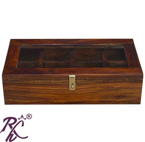 Solid Sheesham Wood Hand crafted Spice Box | Dry Fruit Box With Eight ...