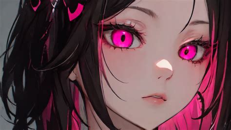 Wallpaper girl, eyes, pink, anime, art hd, picture, image