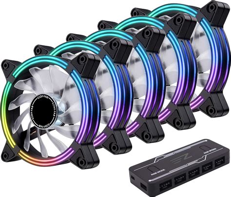 Buy EZDIY-FAB 5-Pack 120mm Dual Frame RGB PWM Fans for PC Case ...