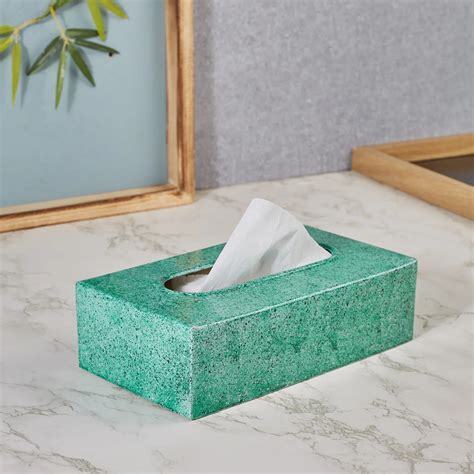 Nora Metal Sprinkle Finish Tissue Box Cover in Turq Colour