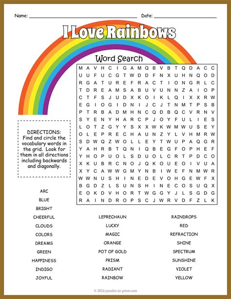 Rainbow Word Search