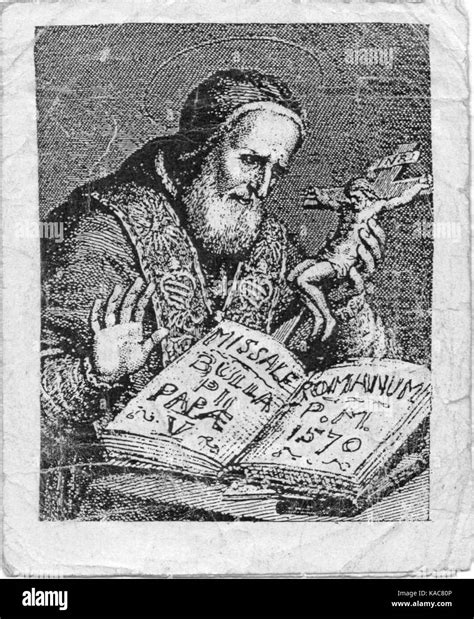 St Pope Pius V.. From the earlist Missal Stock Photo - Alamy