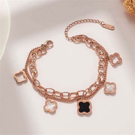 Stainless Steel Gold Plated Mother Of Pearls Clover inspired Irish ...