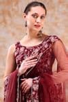 Buy Maroon Cotton, Organza Gota Patti, Embroidery Square Floral Print ...