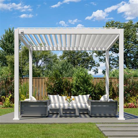 Gardesol 8'1/2 Ft. H X 10 Ft. W X 10 Ft. D Louvered Aluminum Pergola ...
