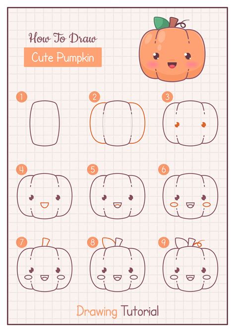 How to Draw a Pumpkin. Step by Step Drawing Tutorial. Draw Guide ...