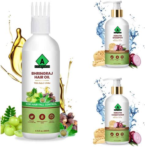AYURPANCH Keratin With Bhringraj, Aritha and Amla Hair oil, Shampoo and ...