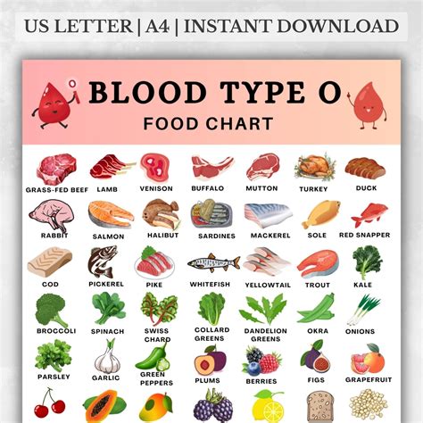 Blood Type O Food List, Blood Group O Chart, Food Choices for Blood ...