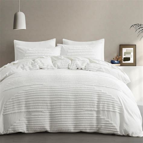 Amazon.com: BEDAZZLED King Size Duvet Cover, 5 Pieces White Textured ...