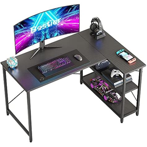 Bestier Small L Shaped Gaming Desk with Shelves 47 India | Ubuy