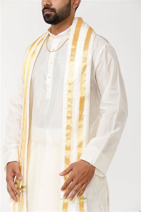 Subha Mangalam - Cream Kurta and Panchakacham 3 in 1 Set For Men | Uat ...