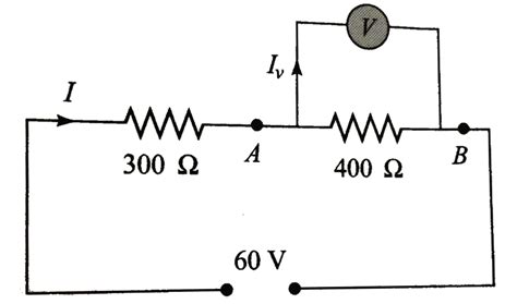 In the circuit shown in figure, a voltmeter reads 30 volts when it is ...
