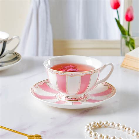 Azalea Pink Ceramic Cup and Saucer Set 150 ml Online - Premium Tea Cup ...