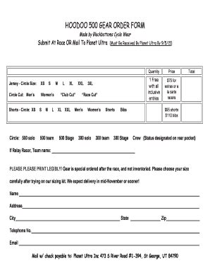 Fillable Online Hoodoo Gear Order Form Fax Email Print - pdfFiller
