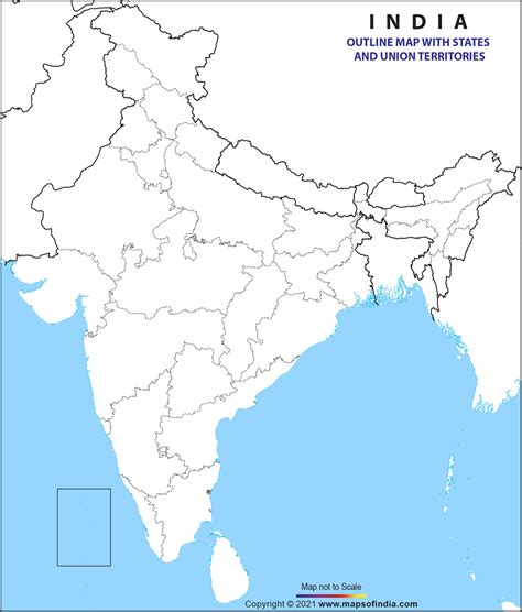 Outline Map of India Enlarged View